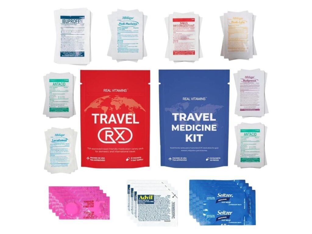 Premium Travel Essentials OTC Medicine Variety Pack 37 Packets, Travel RX Kit & Medicine Kit