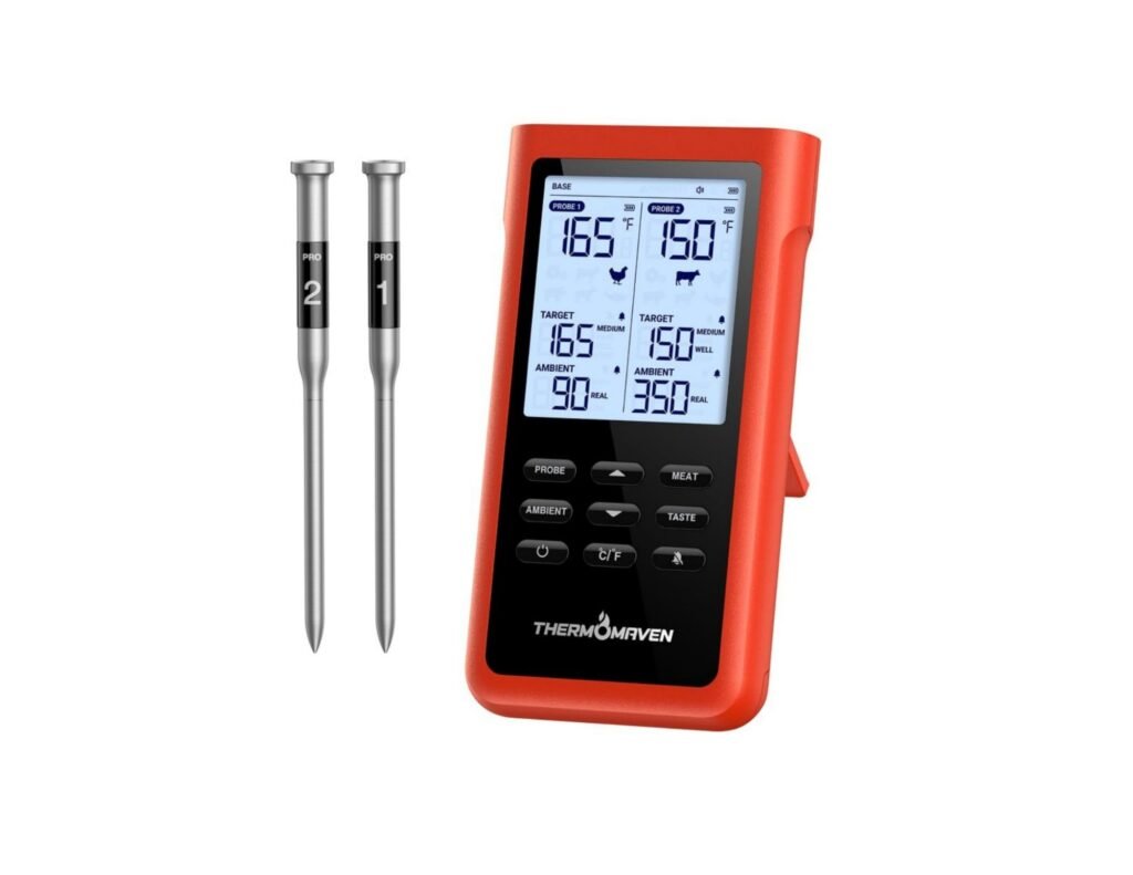 3000FT Smart Wireless Meat Thermometer, Sub-1G Long Range, 6 Sensors NIST Certified Accuracy, 2 Thin Probes, Standalone Base with Large LCD for Grill, Smoker, Oven, BBQ
