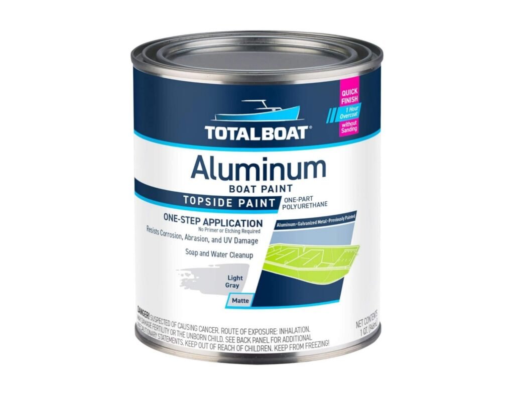 TotalBoat Aluminum Boat Paint | Durable, Fast-Drying Marine Paint for Canoes, Jon Boats, Dinghies, Pontoons, Hunting Blinds, and Trailers | Light Gray, Quart 